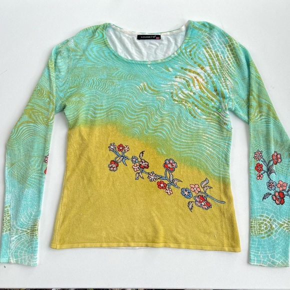 Louise FD Tops - Floral and beaded long sleeve sweater